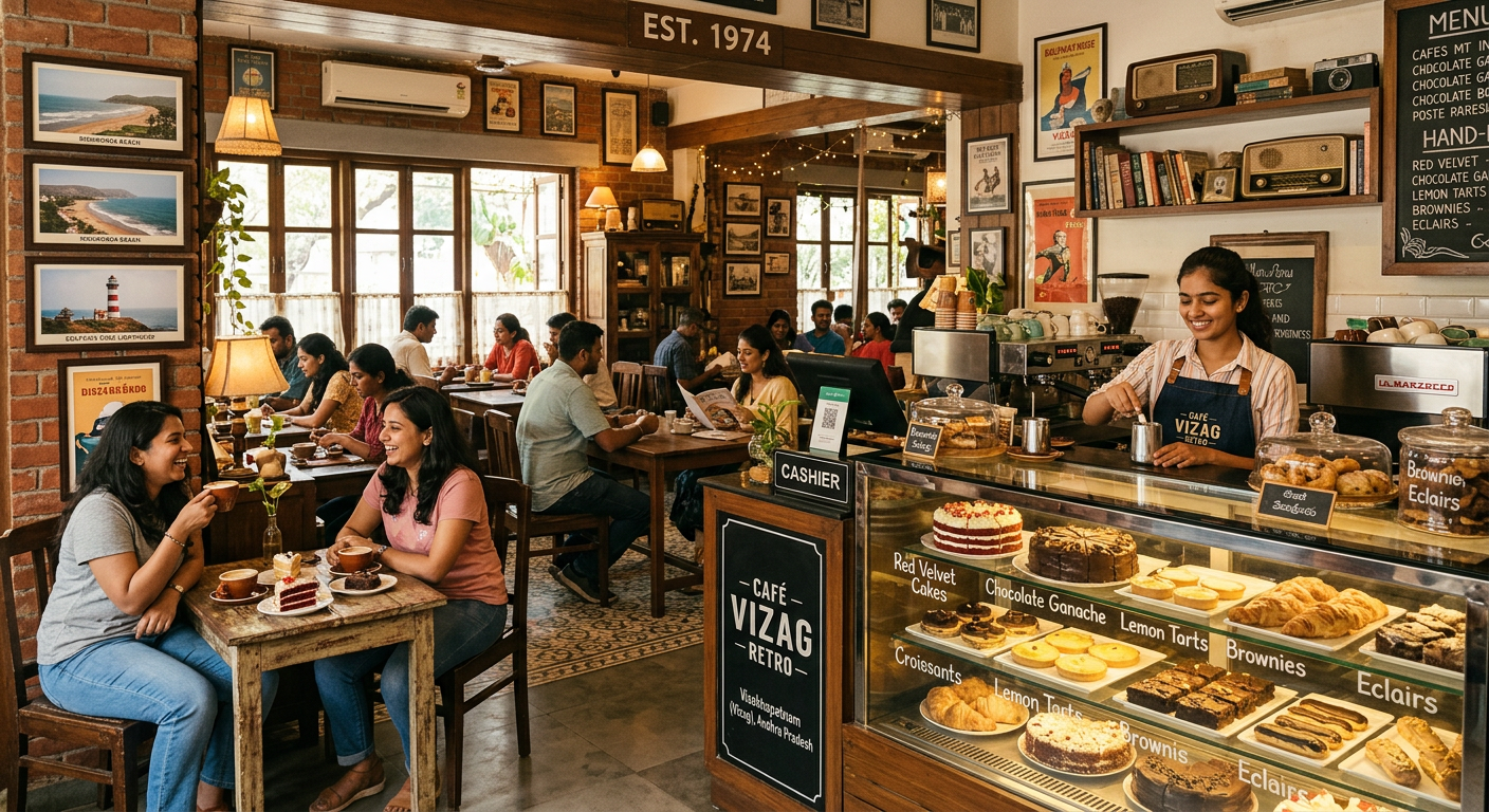 Pastry, Coffee & Conversation café in Dwaraka Nagar, Vizag.