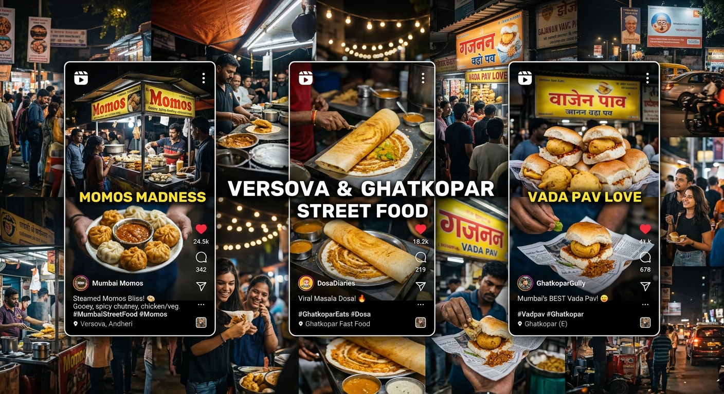 Collage of Mumbai viral street food dishes.