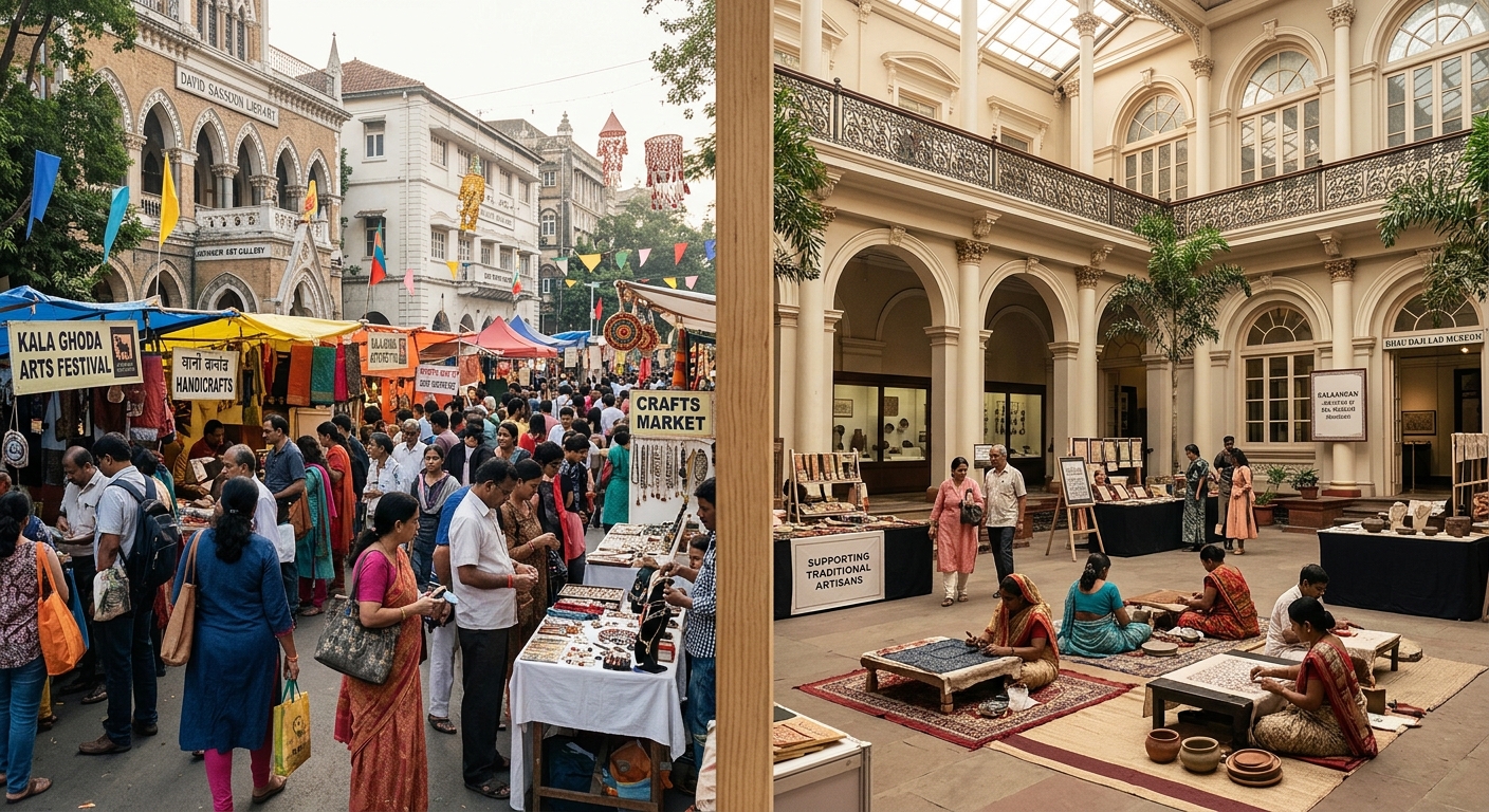 Comparison of Kala Ghoda street festival crowd and Kalaangan museum market setting