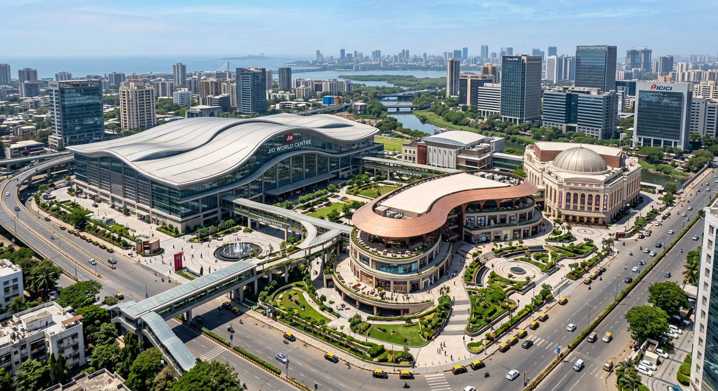 The Nita Mukesh Ambani Cultural Centre and Jio World Plaza campus in BKC