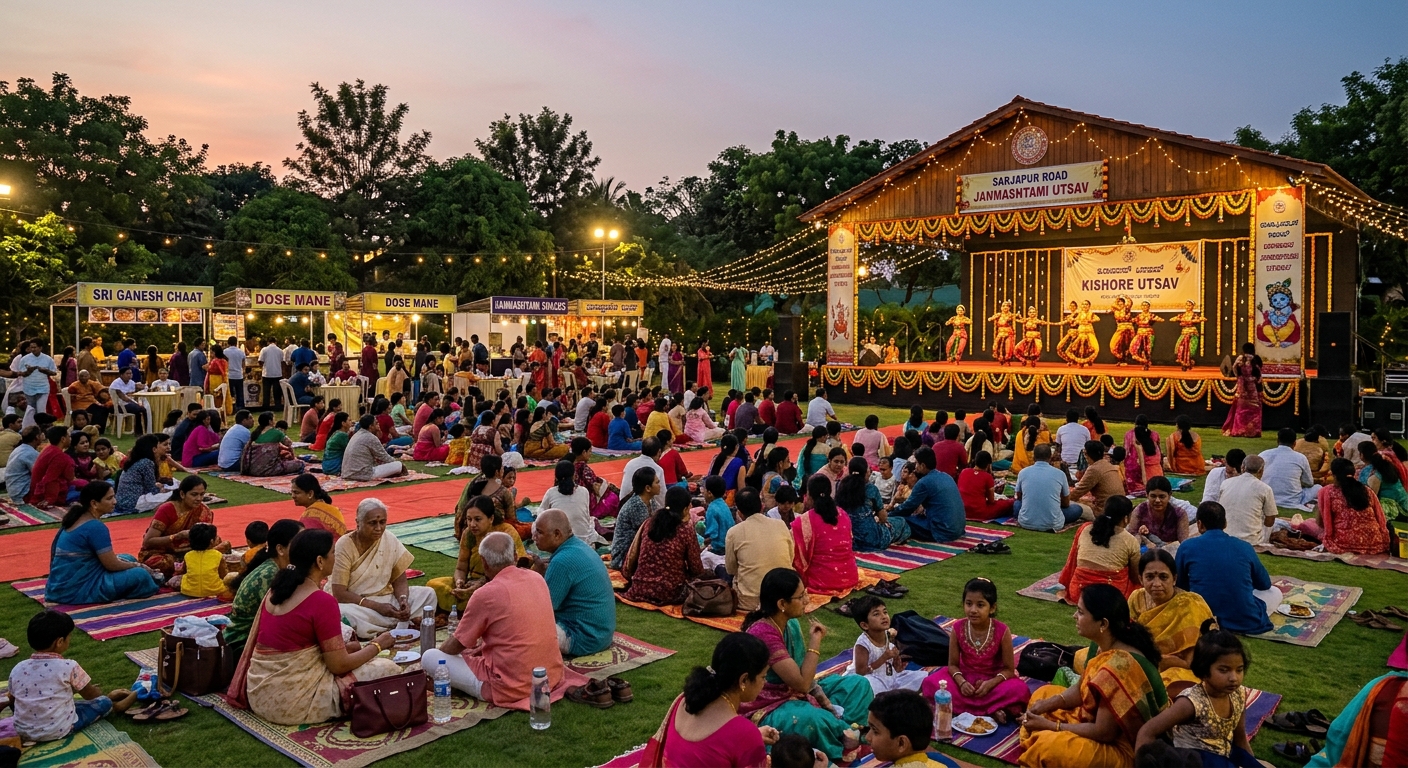 A free, open-air community Janmashtami celebration with families at Ivy Rossa Resort Ground on Sarjapur Road