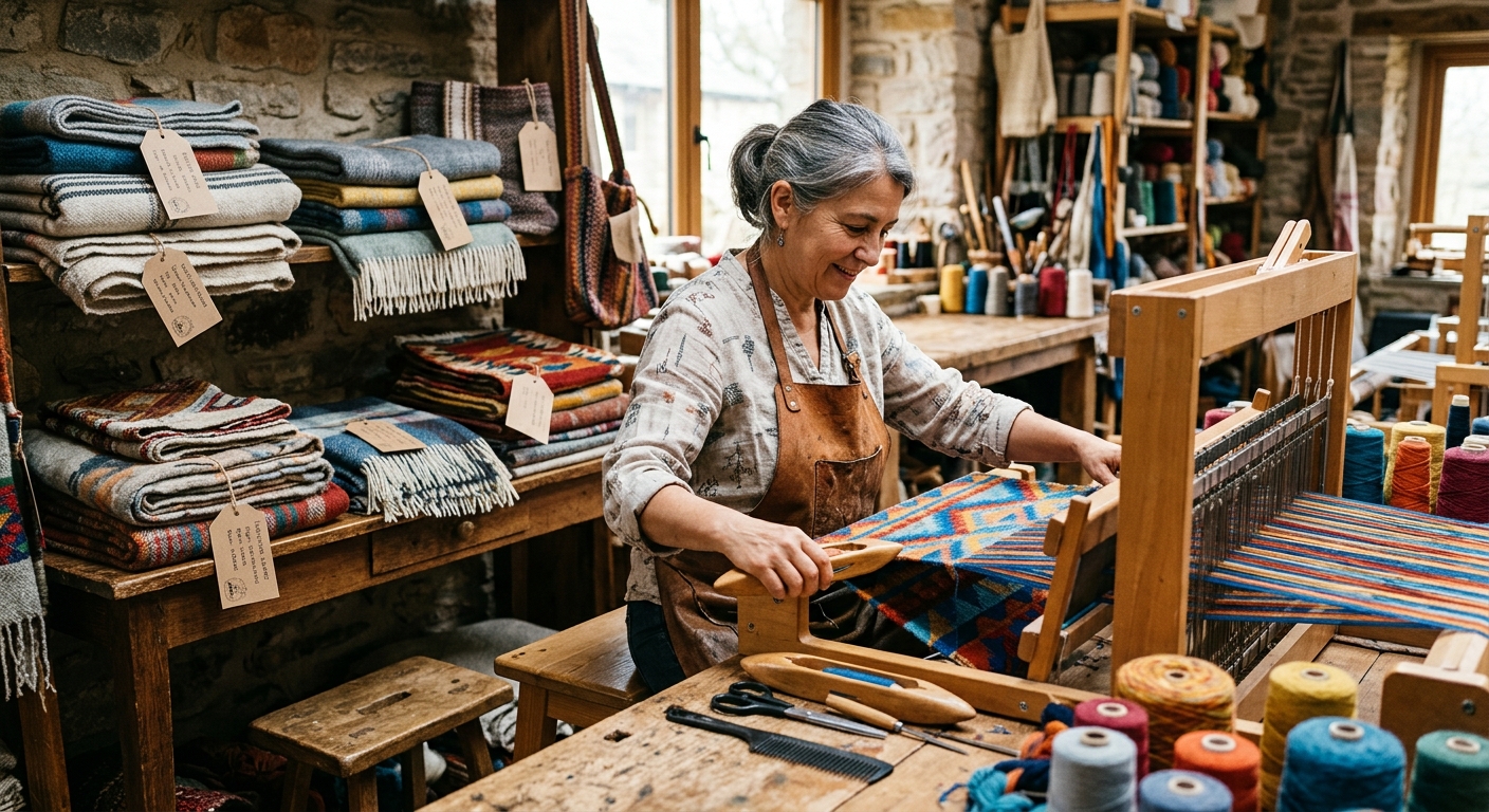 Artisan creating handmade goods in a workshop