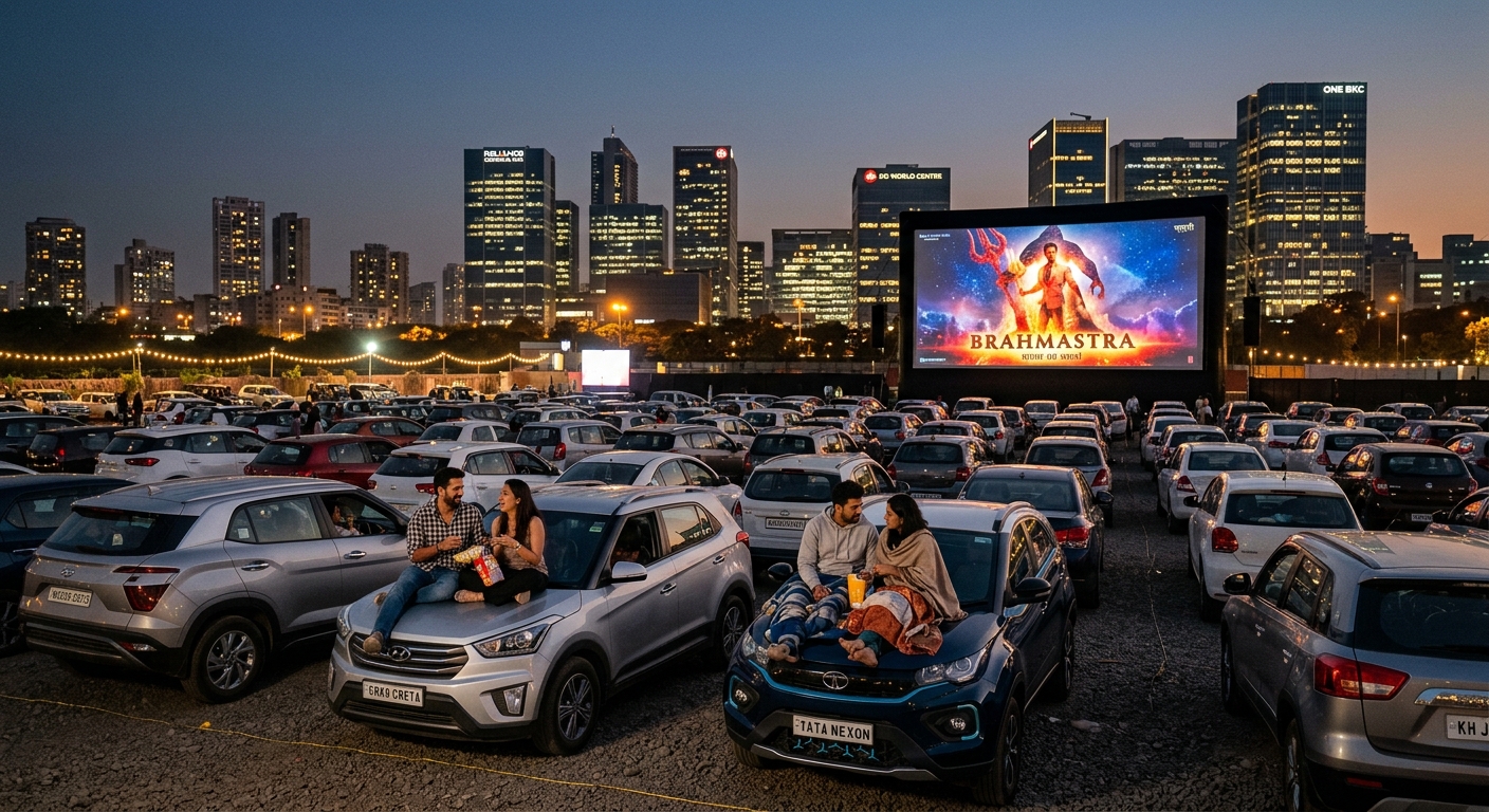 Drive-in cinema in Mumbai under the open sky
