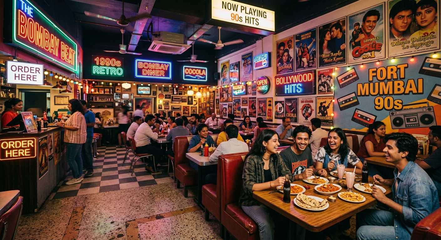 The 90's Project Fort Mumbai interior with retro decor