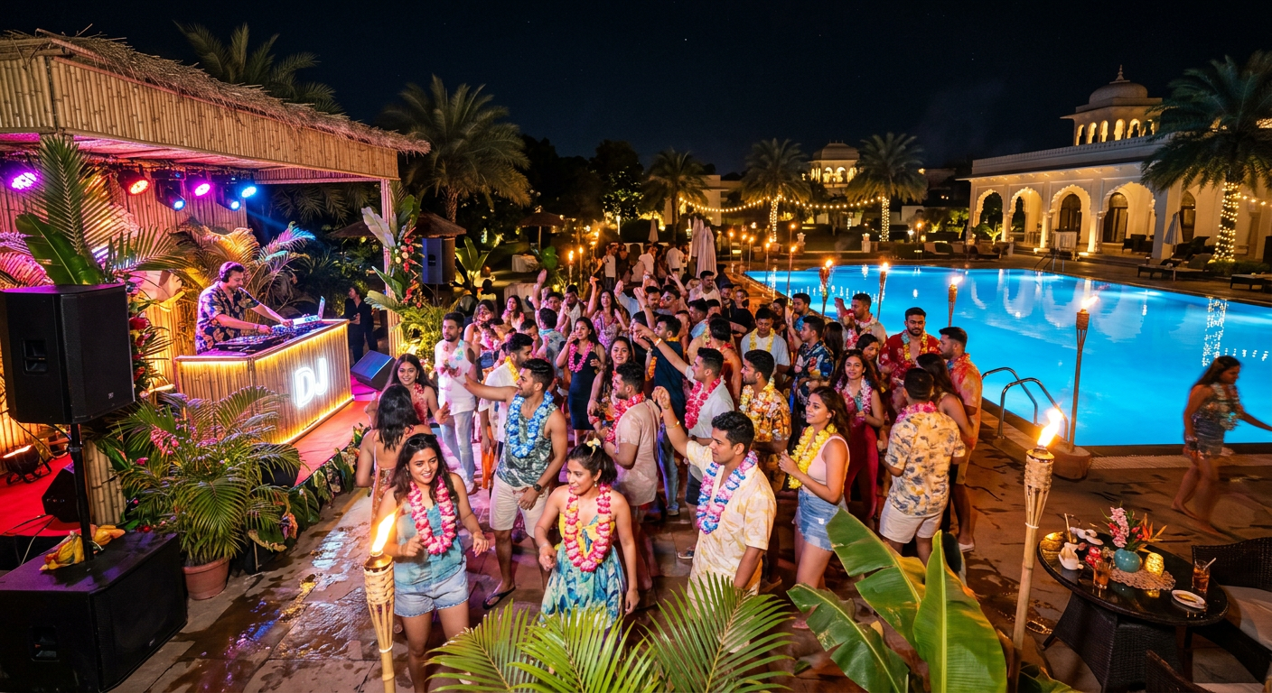 Hawaiian Edition 3.0 Pool Party at Qualia Resort Udaipur